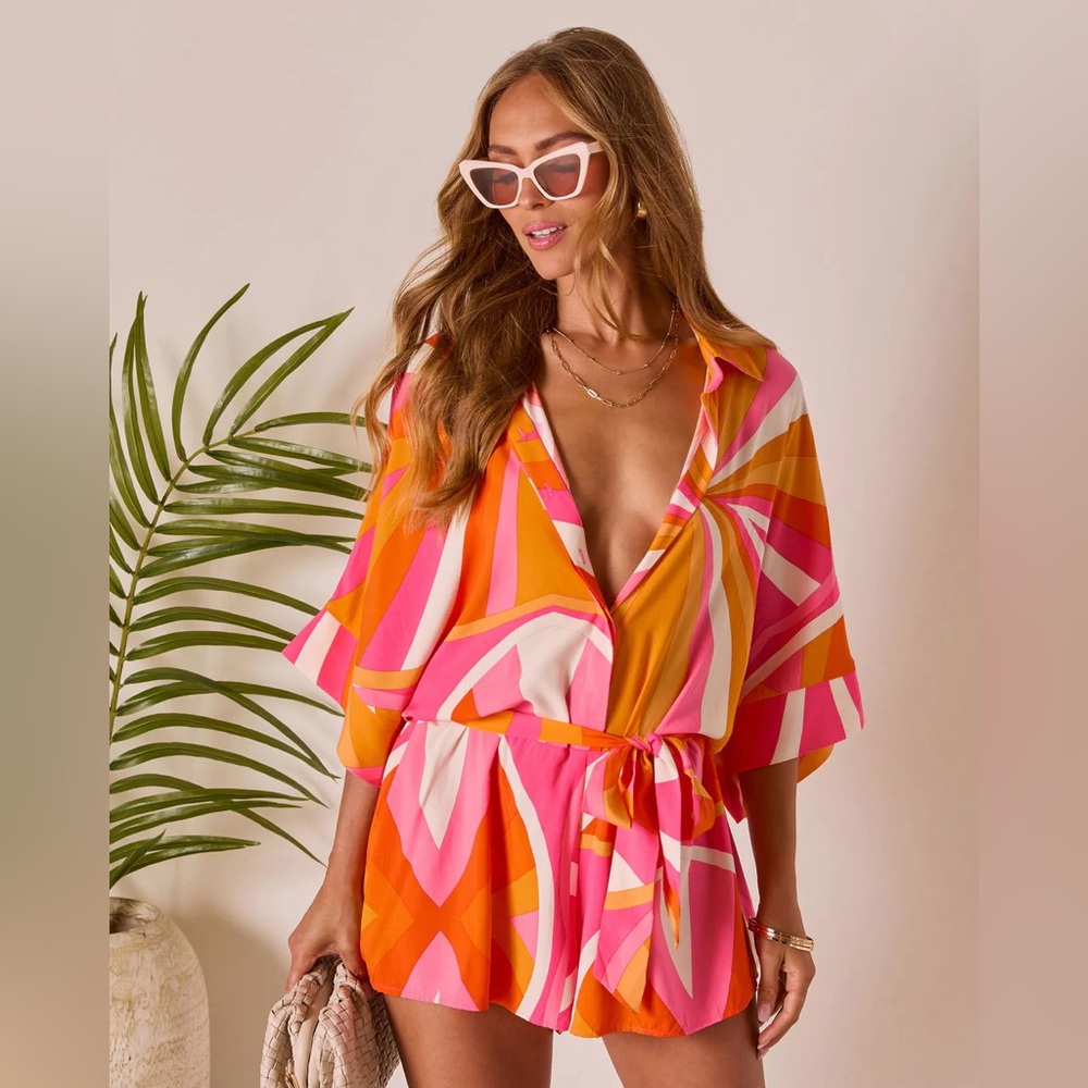 VICI Glow Hour Waist Tie Romper
